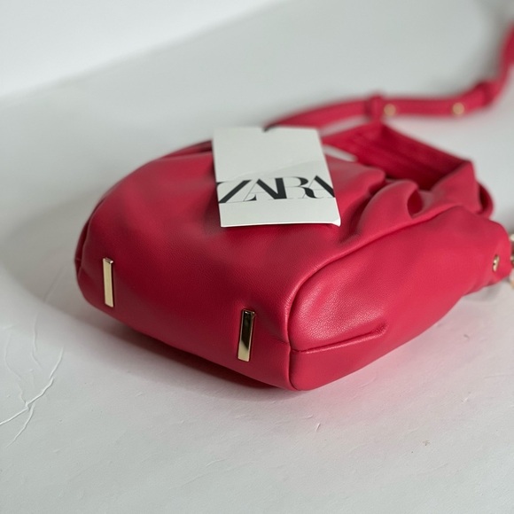 Zara Crossbody Bag handle Pink Fuchsia Mini Rose Gold Bag Soft Mini Purse New - Picture 7 of 16
